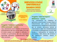 Servizio Civile Universale: SCADENZA 20/02/2023